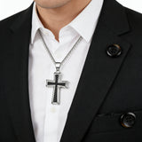 Silver & Black Textured Cross Necklace: A Stylish Fusion of Faith and Edge
