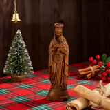 Boxwood Madonna and Child Wood Carving Desktop Ornament