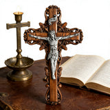 Silver painted version Ash wood Crucifix ，Jesus Christ, wooden Cross gift of love
