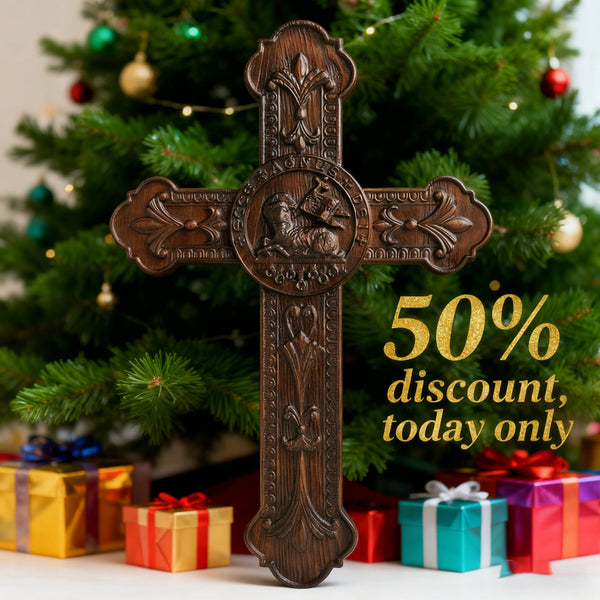 50% Off Today!Lamb of God Wooden Cross Wall Decoration - Passover Lamb