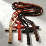 8mm Wooden Bead Rosary Necklace | Catholic Devotional Jewelry
