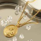 18K Gold Plated Blessed Virgin Mary Madonna and Infant Jesus Necklace