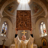 Handcarved Beechwood Crucifix Relief — Let His Sacrifice Settle Into Your Days
