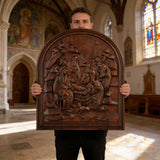 Natural Beech Nativity Scene Wood Carving Plaque: The Heart of Christmas in Handcrafted Wood