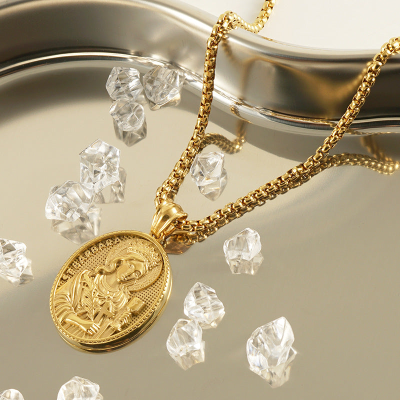 18K Gold Plated Saint Barbara Necklace