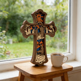 Nativity 3D Layered Wooden Cross | Christian Faith Decor ✨