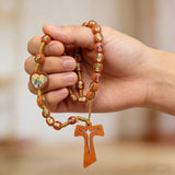 Wooden Medal Rosary with Cross