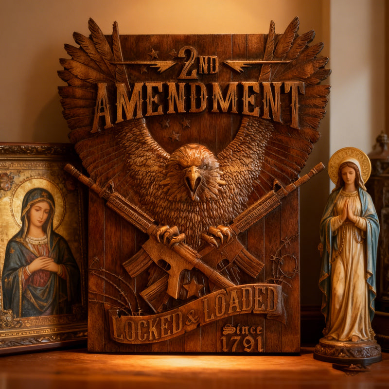 Handcrafted Solid Wood Wall Art - Commemorating the Second Amendment