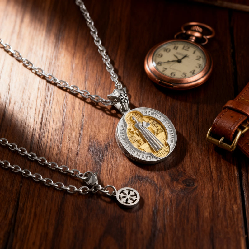 St. Benedict Home Blessing Titanium Steel Pendant