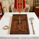 Hand-Carved Crucifix Wood Plaque: A Sacred Tribute to Redemption