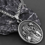 Titanium Steel Shepherd Jesus Christ with Lamb Christian Necklace