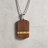 Stainless Steel & Wood Dog Tag Necklace – Nature, Strength & Minimalist Elegance