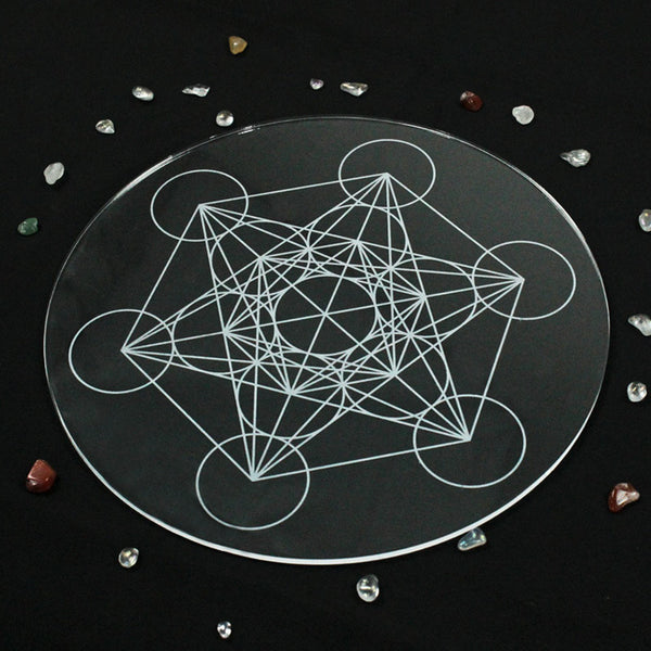 Large Acrylic Meditation Platform Metatron's Cube Disc - Decor Gift