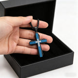 Brushed & Faceted Titanium Steel Cross Necklace – Modern Faith, Bold Devotion