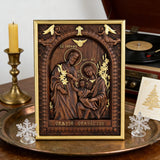 Beechwood Holy Family Wall Hanging: Carving Devotion in Wood, Bringing Sacred Warmth