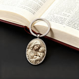 Madonna & Child Oval Alloy Glass Keychain