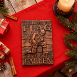 We Stand For The Flag, We Kneel For The Fallen -American soldier wood carving memorial icon