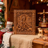 The Good Shepherd Beechwood Icon – Hand-Carved Christian Home Decor | Christ the Shepherd Wall Art