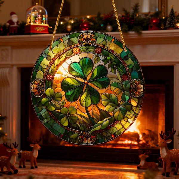 Shamrock Stained-Glass Acrylic Suncatcher: A Symbol of God’s Provision