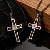 Modern Cable Wire Inlay Cross Pendant Necklace