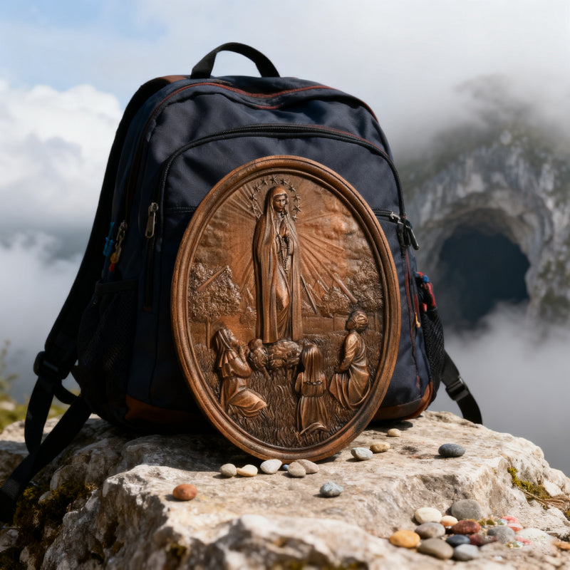Our Lady of Fatima Wood Carving Decoration - Virgin Wall Pendant