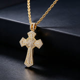 Iced Baguette & Round CZ Cross Pendant Necklace – Faith, Luxury & Statement Style