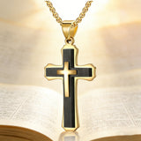 New Stainless Steel Layered Cross Pendant Necklace