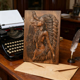 Native American Woman Wood Carving - Hand-Carved Solid Wood Art - Indigenous Home Decor