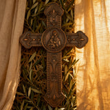 Wooden crucifix of the Virgin, Virgin Mary, Baby Jesus, religious wooden icon, wall crucifix, wall decoration