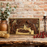 Nativity Scene Wood Carved Plaque, Religious Wall Decor, Christmas Gift