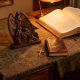 Hand-Carved Holy Family & Guardian Angel Solid Wood Statue: A Faith Artwork Anchoring Divine Blessings for Your Home