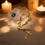 6mm Pearl Rosary Bracelet with Cross Case | Catholic Devotional Jewelry
