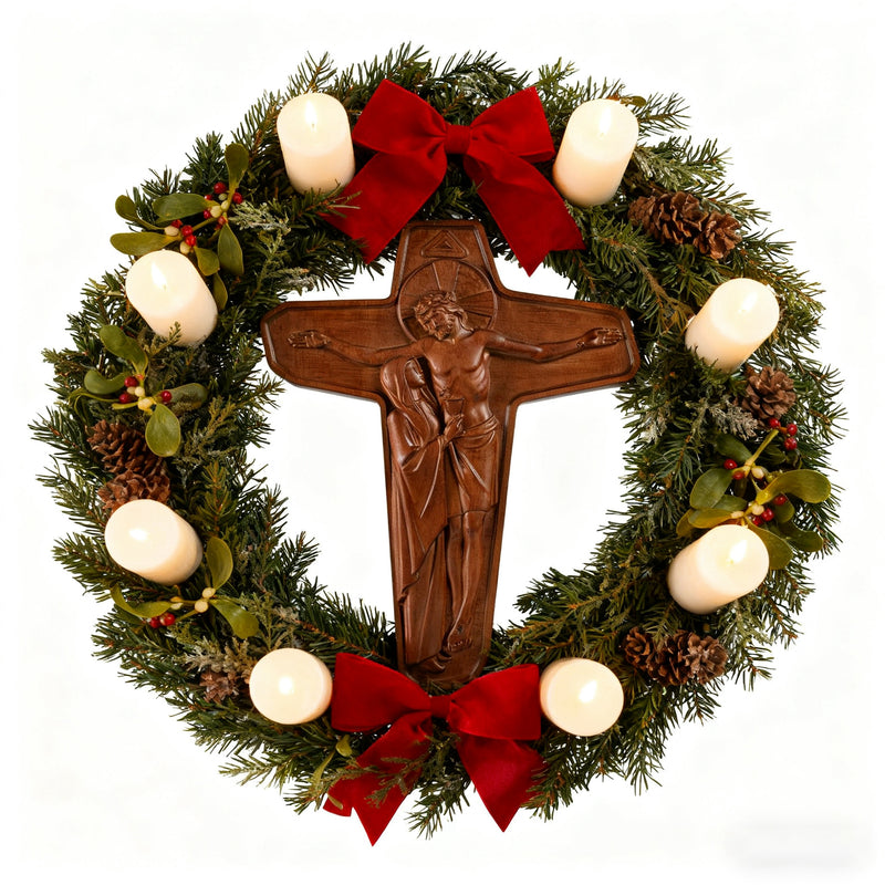 🕯️ Joan of Arc Cross Wood Carving – Our Lady of Sorrows / Crucifix