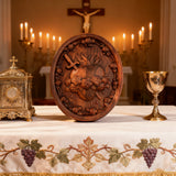 Sacred Family Three Sacred Hearts Wall Decoration Wood Sculpture