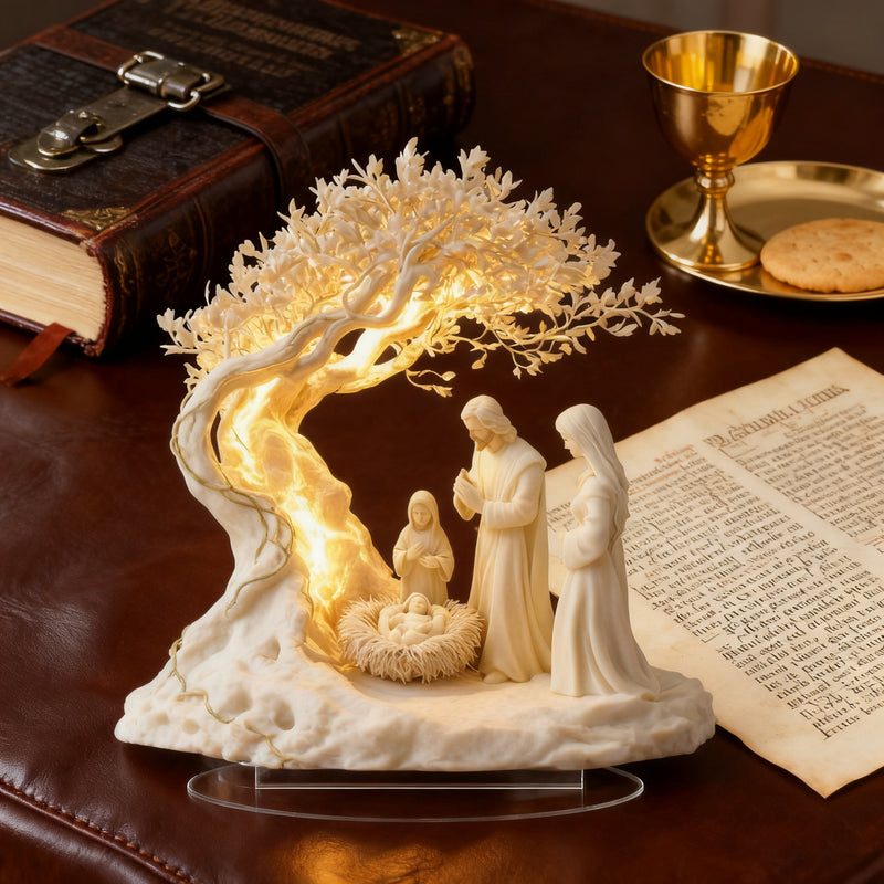 ✨ Nativity Tree of Life Acrylic Desktop Decor: A Christian Symbol of Christmas Grace & Eternal Roots