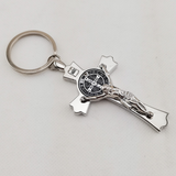 Jesus St. Benedict Stainless Steel Cross Keychain