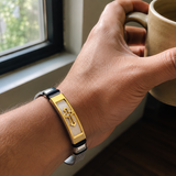 Men’s Christian Cross Mesh Bracelet – Stainless Steel Faith Wristband in Gold or Black