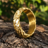 6mm Interwoven Scale Texture Stainless Steel Band Ring – Silver & Gold Promise Ring