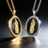 Vintage Our Lady of Guadalupe Stainless Steel Necklace | Catholic Religious Jewelry