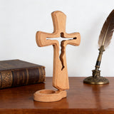 Beechwood Cross Candle Holder: Bearing Faith in Wood, Kindling Devotion with Light