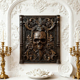 Ornate Skull Carved Wood Wall Art: Timeless Baroque-Inspired Decor