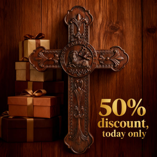 50% Off Today!Lamb of God Wooden Cross Wall Decoration - Passover Lamb