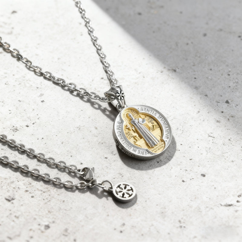 St. Benedict Home Blessing Titanium Steel Pendant