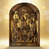 Orthodoxe Ikone Heilige Dreifaltigkeit Holzschnitzgeschenk