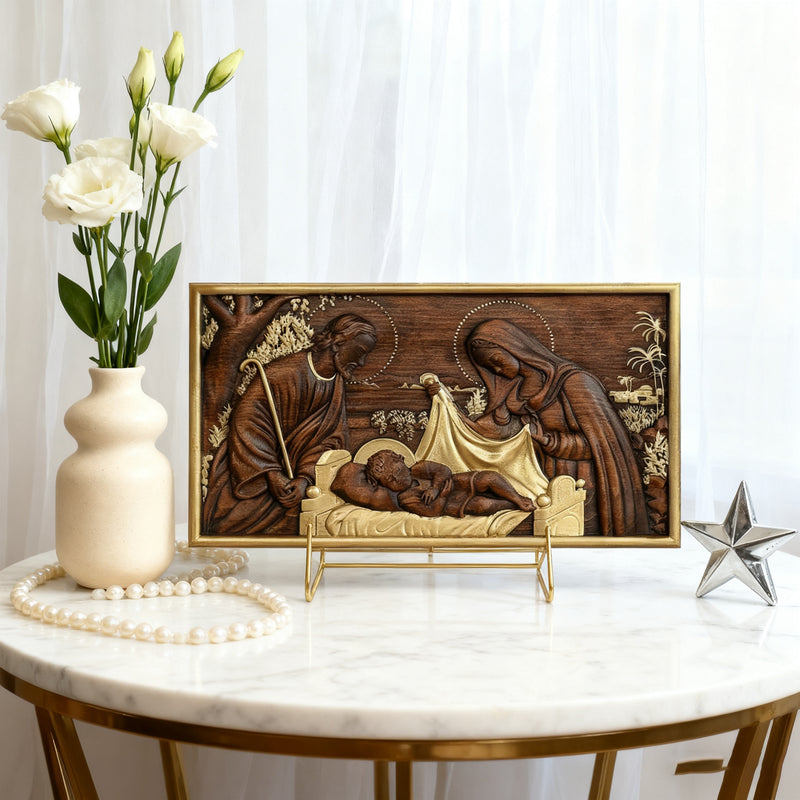 Nativity Scene Wood Carved Plaque, Religious Wall Decor, Christmas Gift