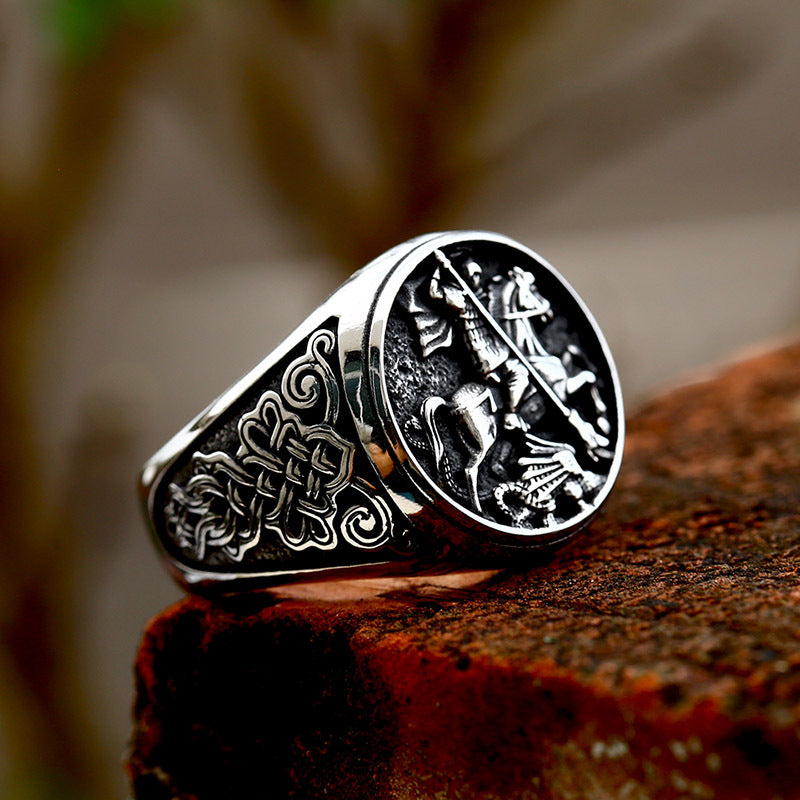 Saint George Amulet Stainless Steel Ring