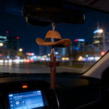 Cowboy Hat & Cross Car Charm: Faith Meets Western Spirit