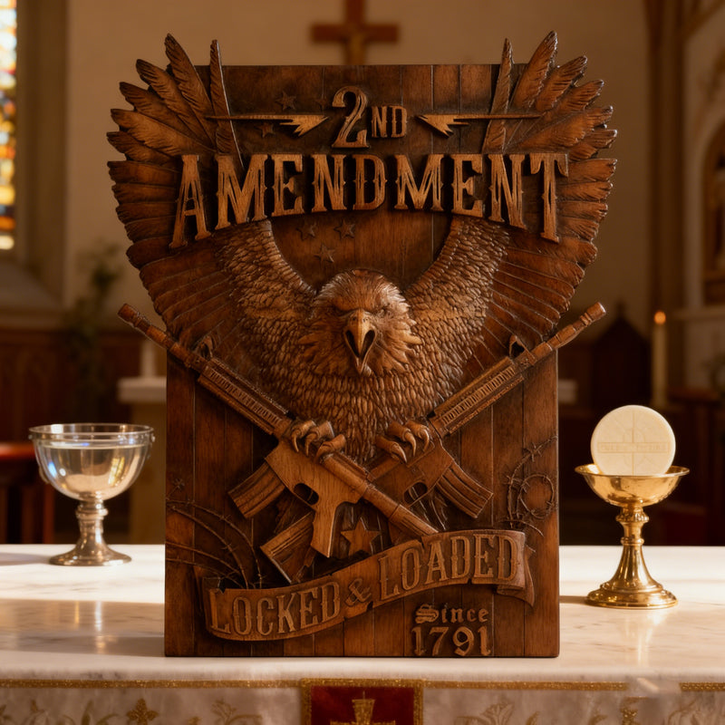 Handcrafted Solid Wood Wall Art - Commemorating the Second Amendment