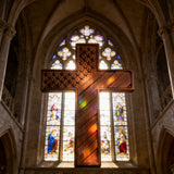 American Flag Cross - Carved in Natural Wood