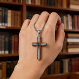 Minimalist Titanium Steel & Wood Cross Necklace – Faith in Simplicity